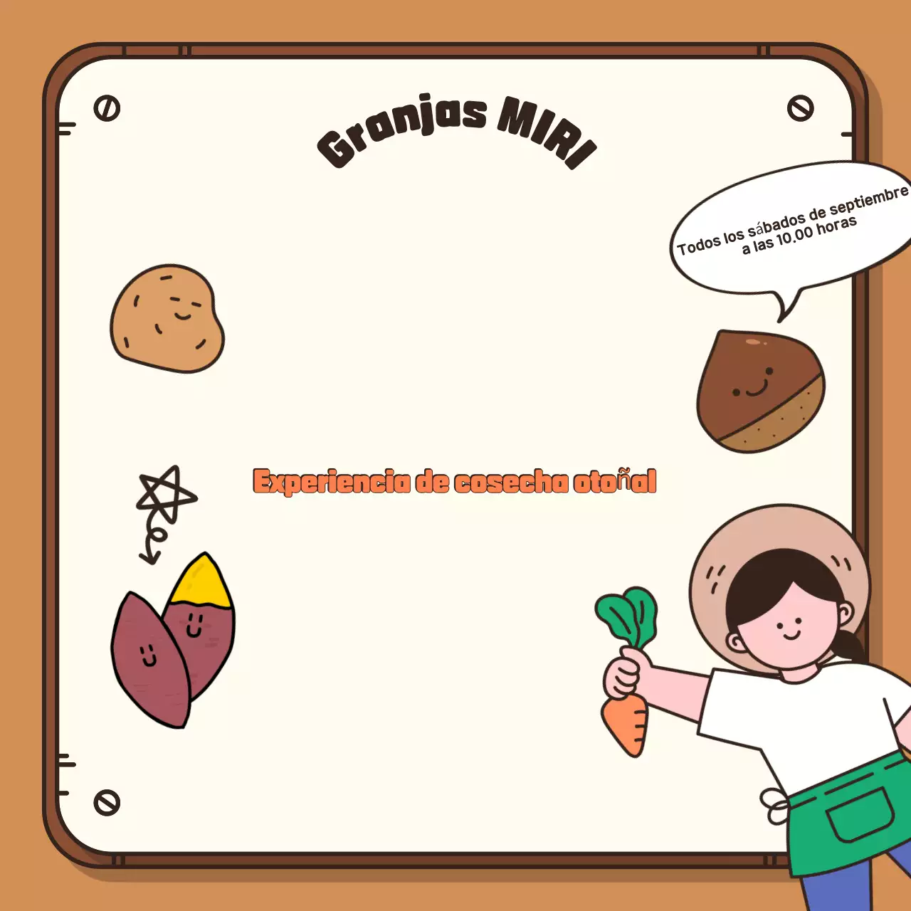 Promocione su experiencia de cosecha otoñal con un fondo marrón