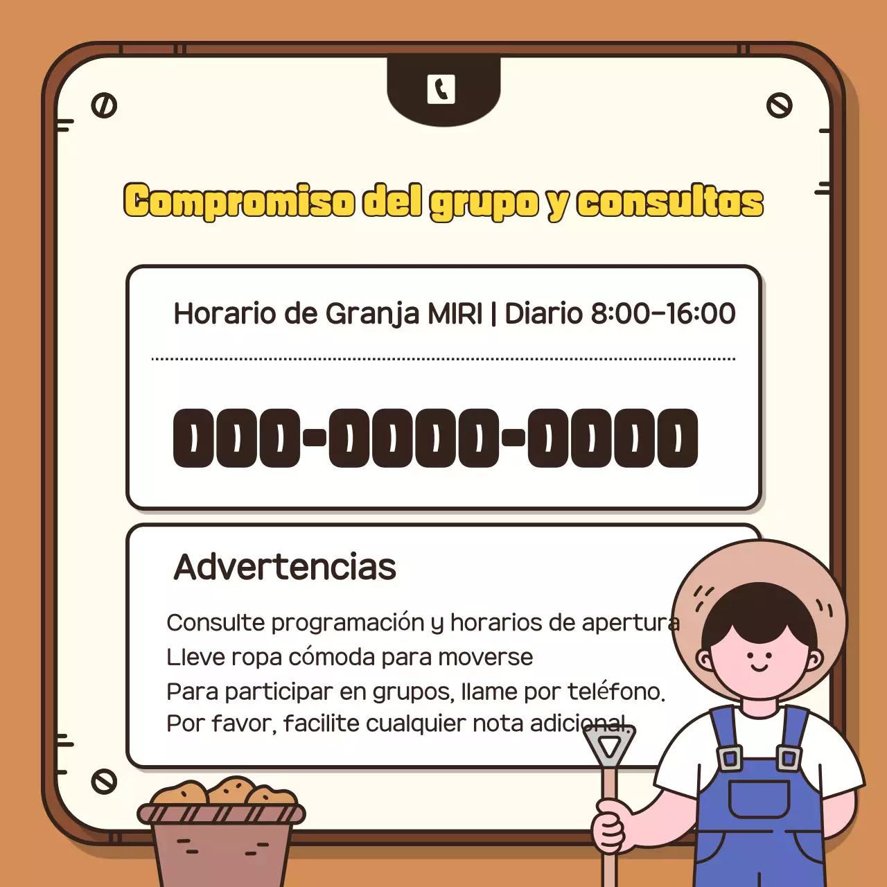 Promocione su experiencia de cosecha otoñal con un fondo marrón