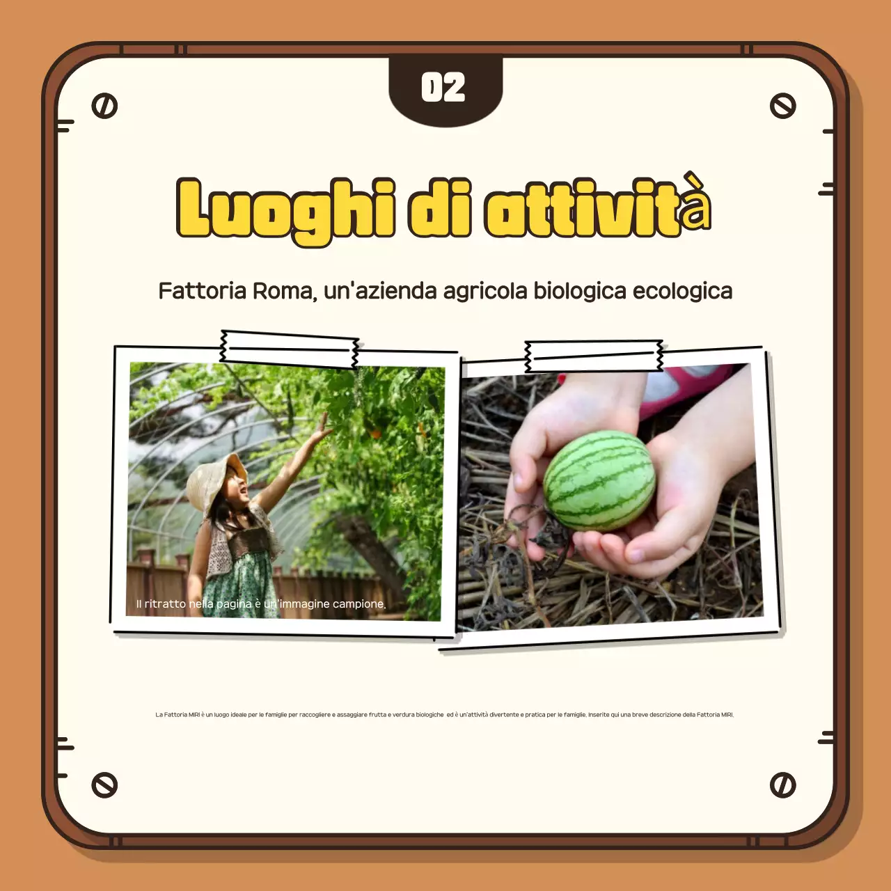 Promuovete la vostra esperienza di raccolto autunnale con uno sfondo marrone