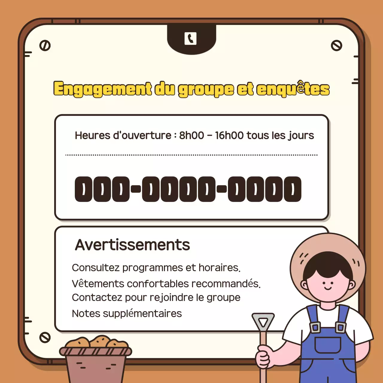 Faites la promotion de votre expérience de la récolte d'automne avec un arrière-plan brun