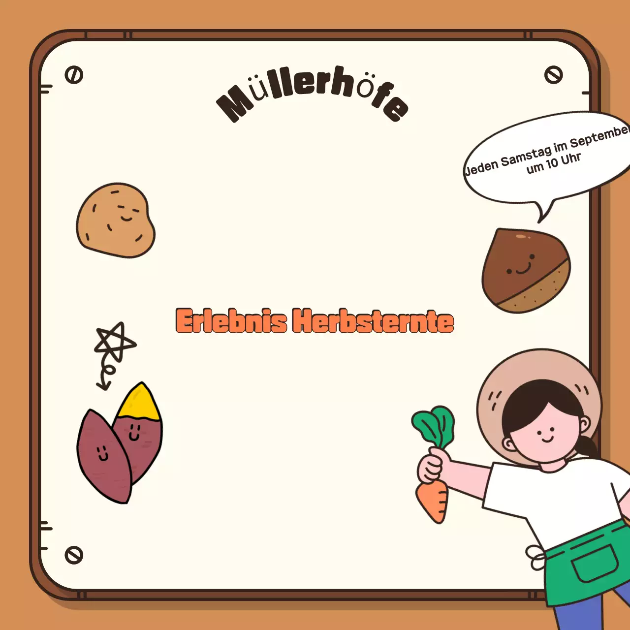 Werben Sie für Ihre herbstliche Ernteerfahrung mit einem braunen Hintergrund