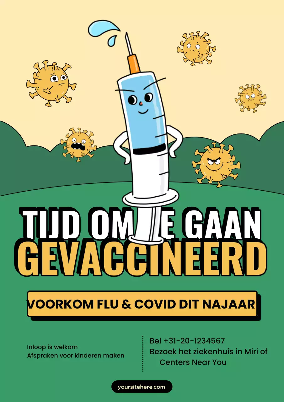 aankondiging gele comic vaccinatie