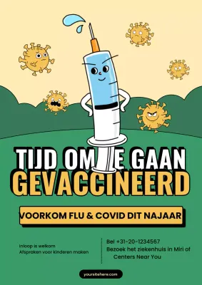 aankondiging gele comic vaccinatie