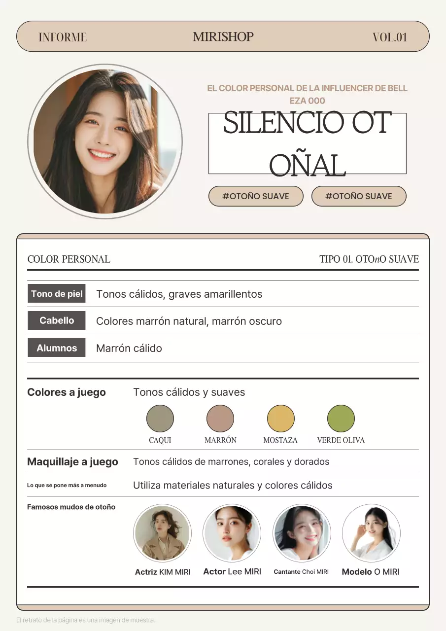 Guía personal de colores Beige Simple