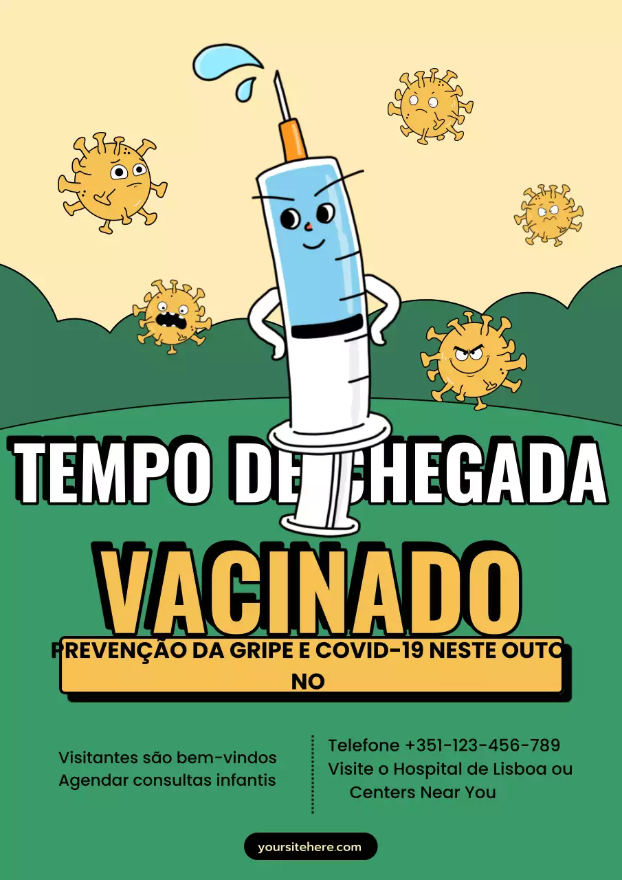 anúncio da vacinação contra a banda desenhada amarela