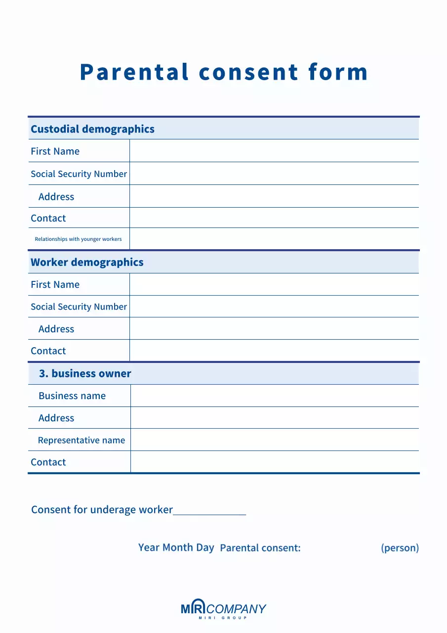 Tài liệu mẫu đơn đồng ý của phụ huynh đơn giản màu xanh