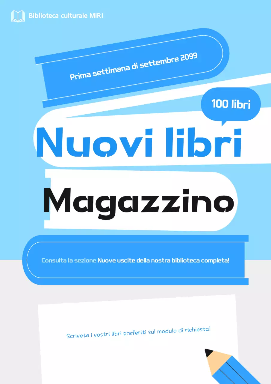 Biblioteca blu semplice Annunci di libri nuovi
