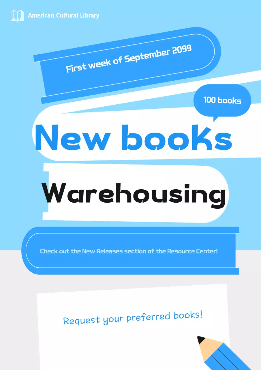 Blue Simple Library New Book Announcements