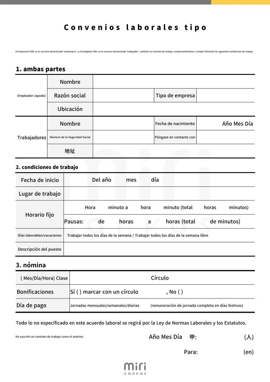 Descripción del contrato por defecto en blanco