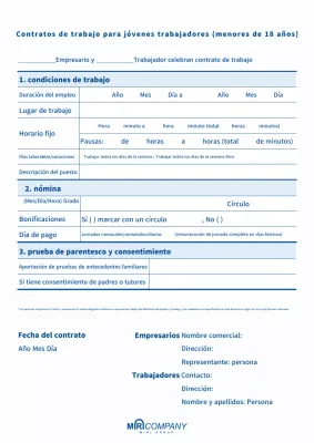 Contrato de trabajo Blue Simple