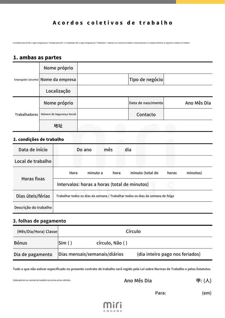 Descrição do contrato por defeito em branco