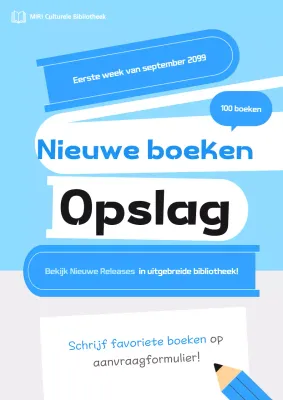 Blue Simple Bibliotheek Nieuwe Boek Aankondigingen