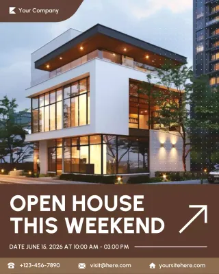 Brown Modern Real Estate Open House Advertisement Instagram Post