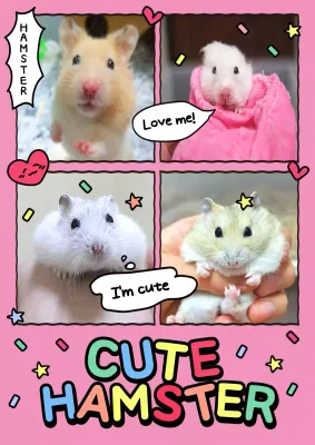 Pink Comic Hamster Greeting Poster