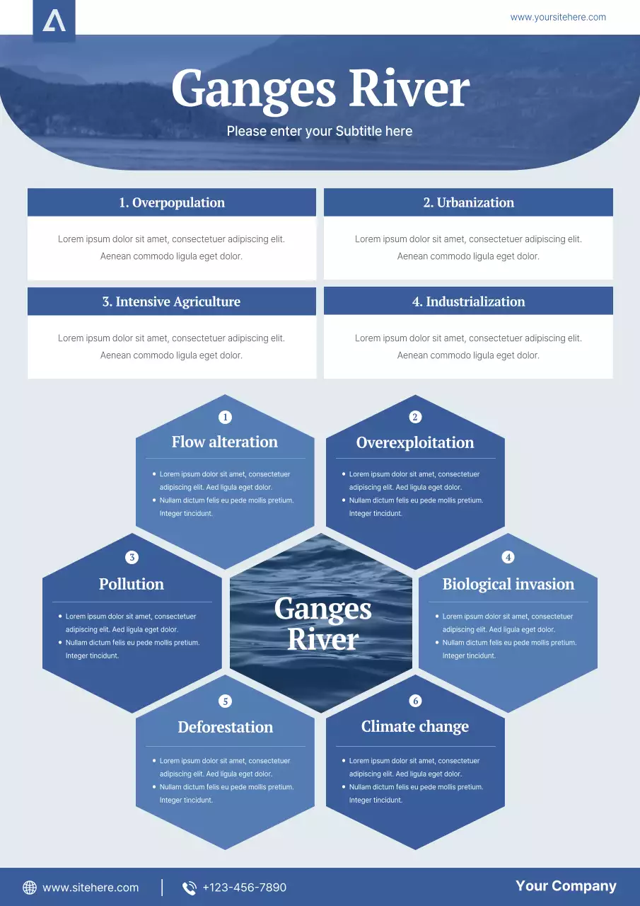 Blue Modern River Information Poster