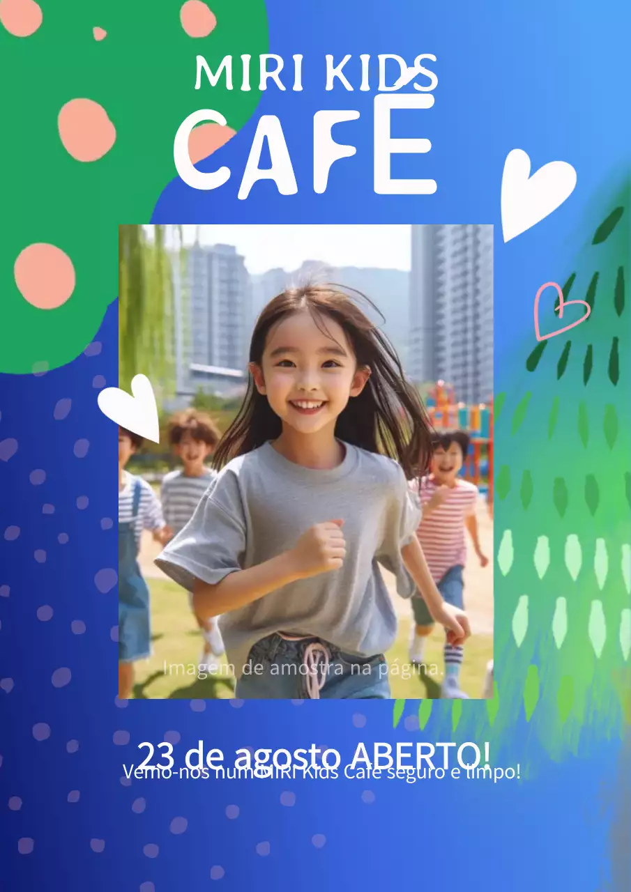 Abriu um bonito café para crianças em Blue