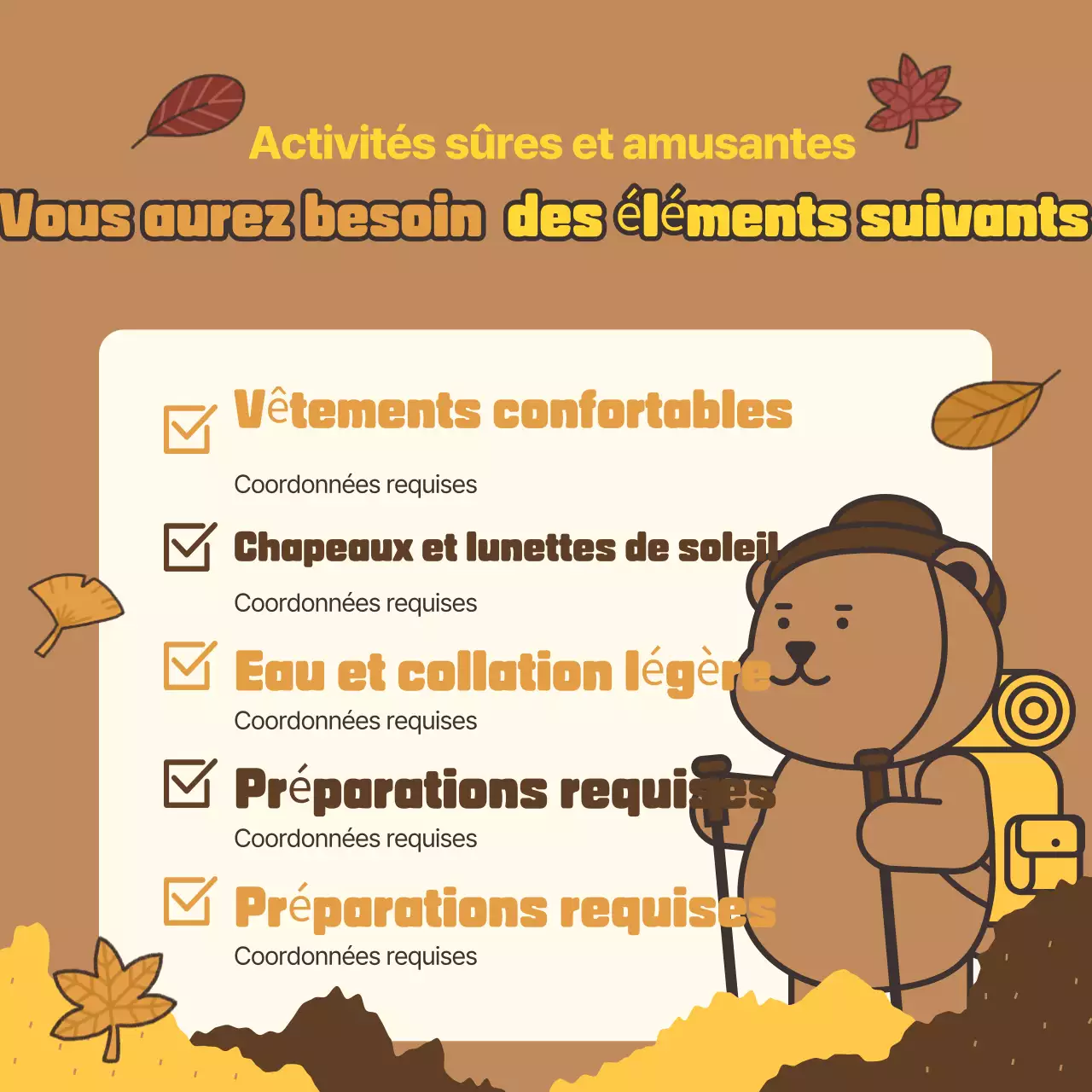 Promouvoir les expériences brunes et chaudes de l'automne