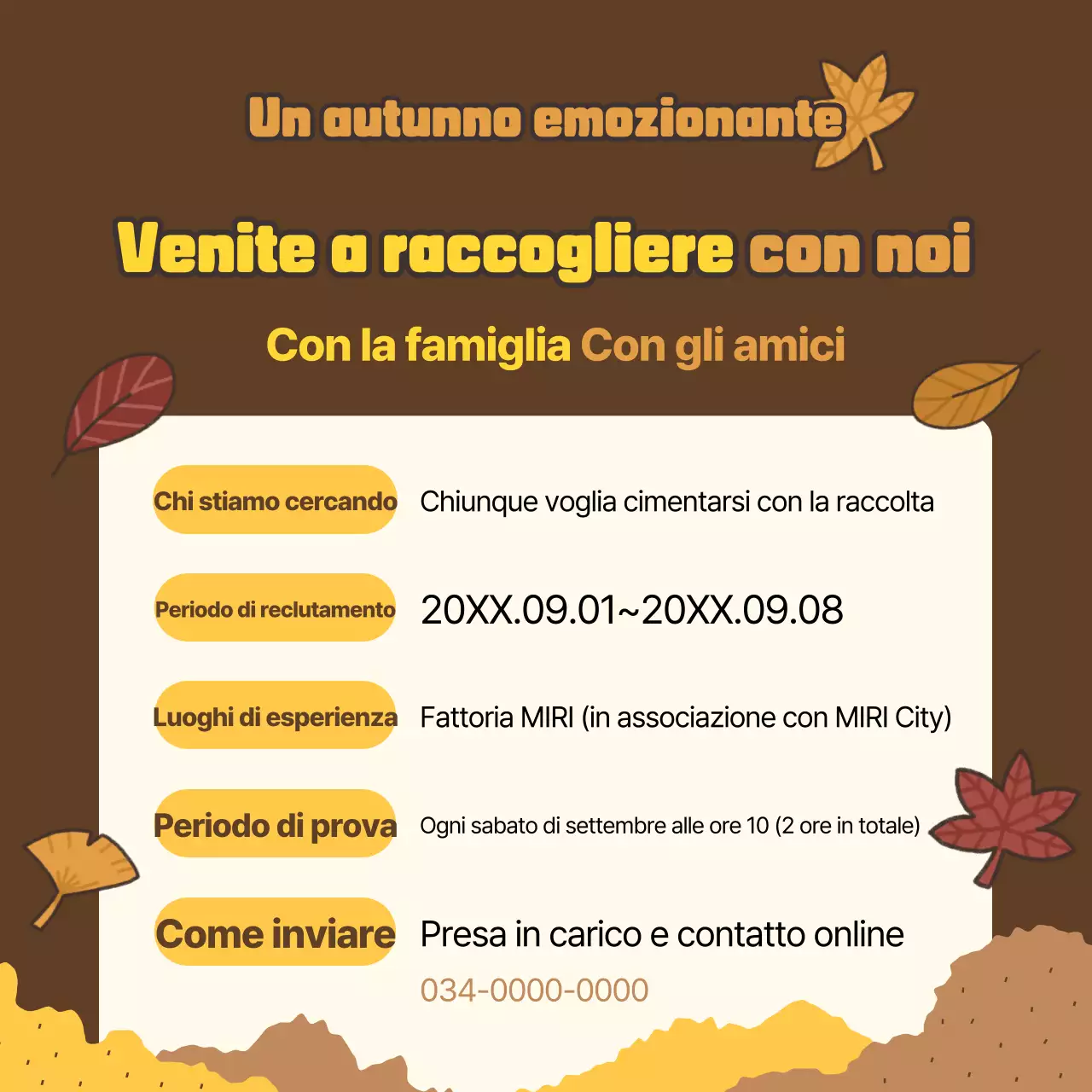 Promuovere esperienze autunnali marroni e calde