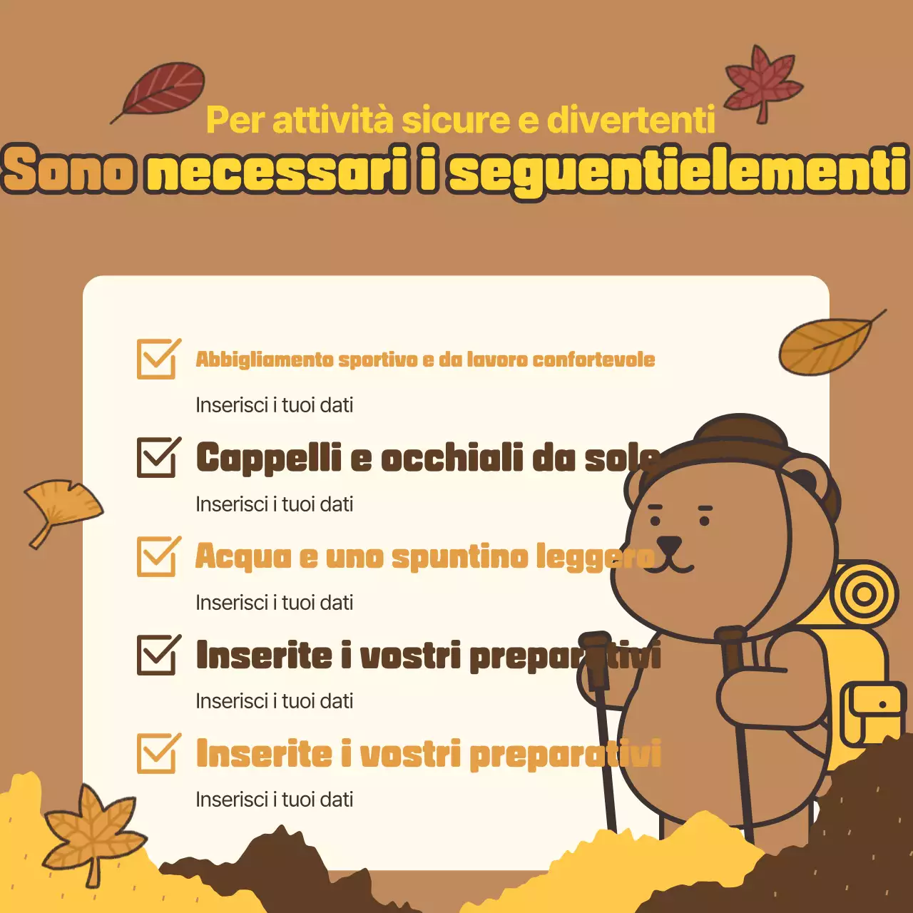 Promuovere esperienze autunnali marroni e calde