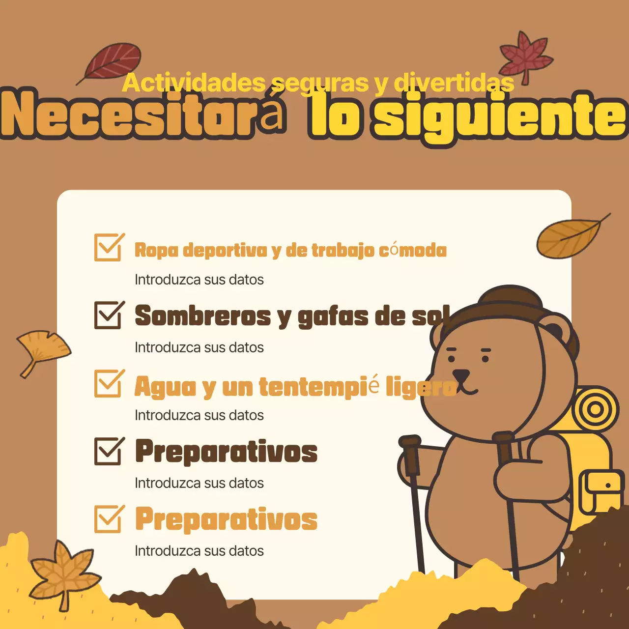 Promover experiencias otoñales marrones y cálidas