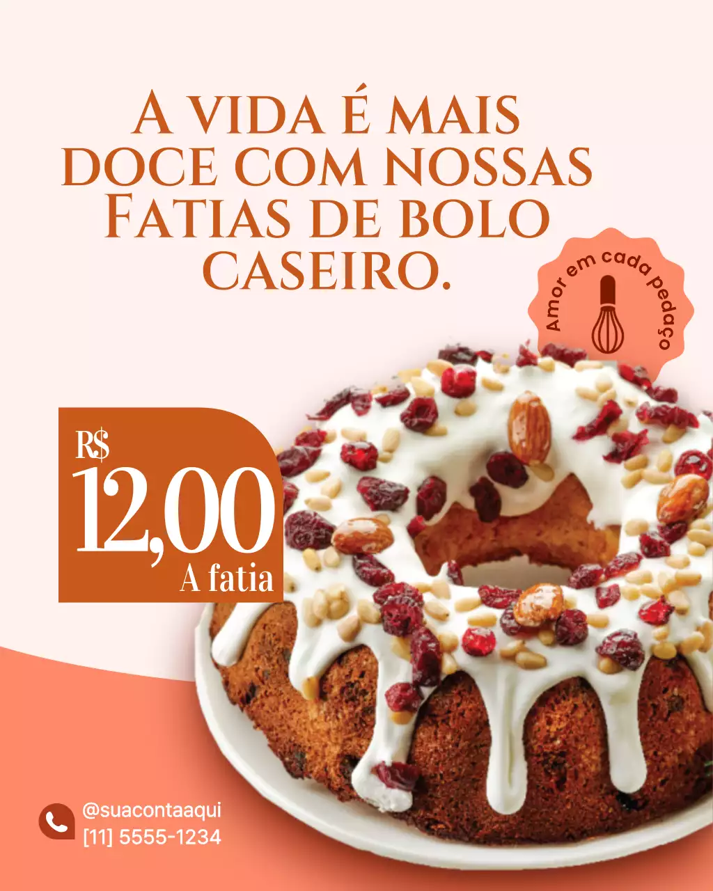 Postagem de promoção do produto Bolo Laranja Clássico no Instagram