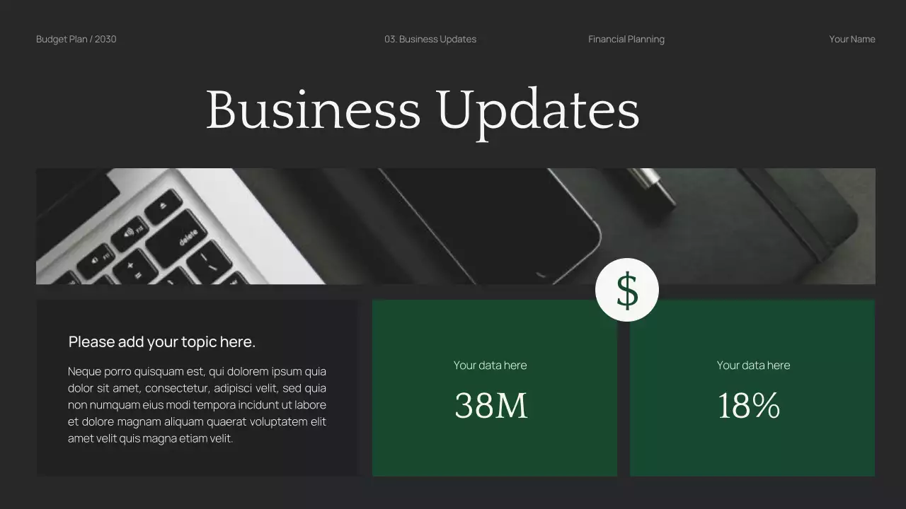 Black Professional and Minimal Corporate Budget Planning Presentation