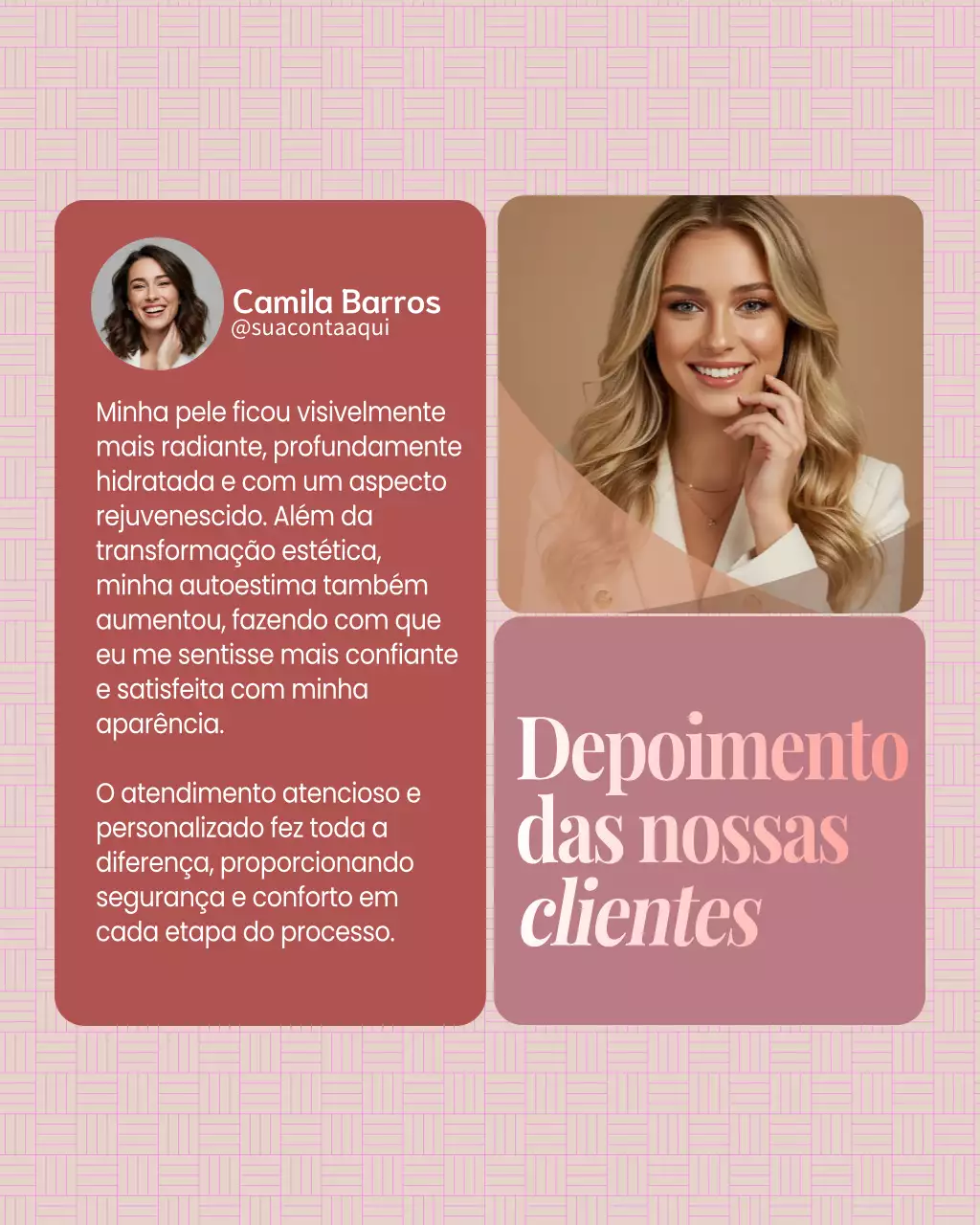 Postagem no Instagram para promoção de produtos de cuidados com a pele Pink Simple