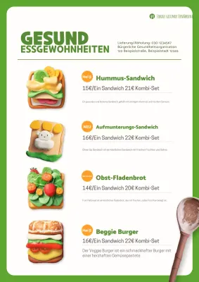 Grüner und gelber Trend zur Förderung gesunder Ernährungsgewohnheiten