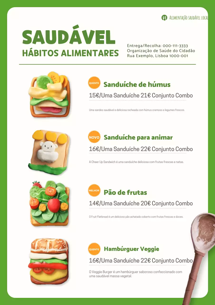 Promoção de hábitos alimentares saudáveis na moda em verde e amarelo
