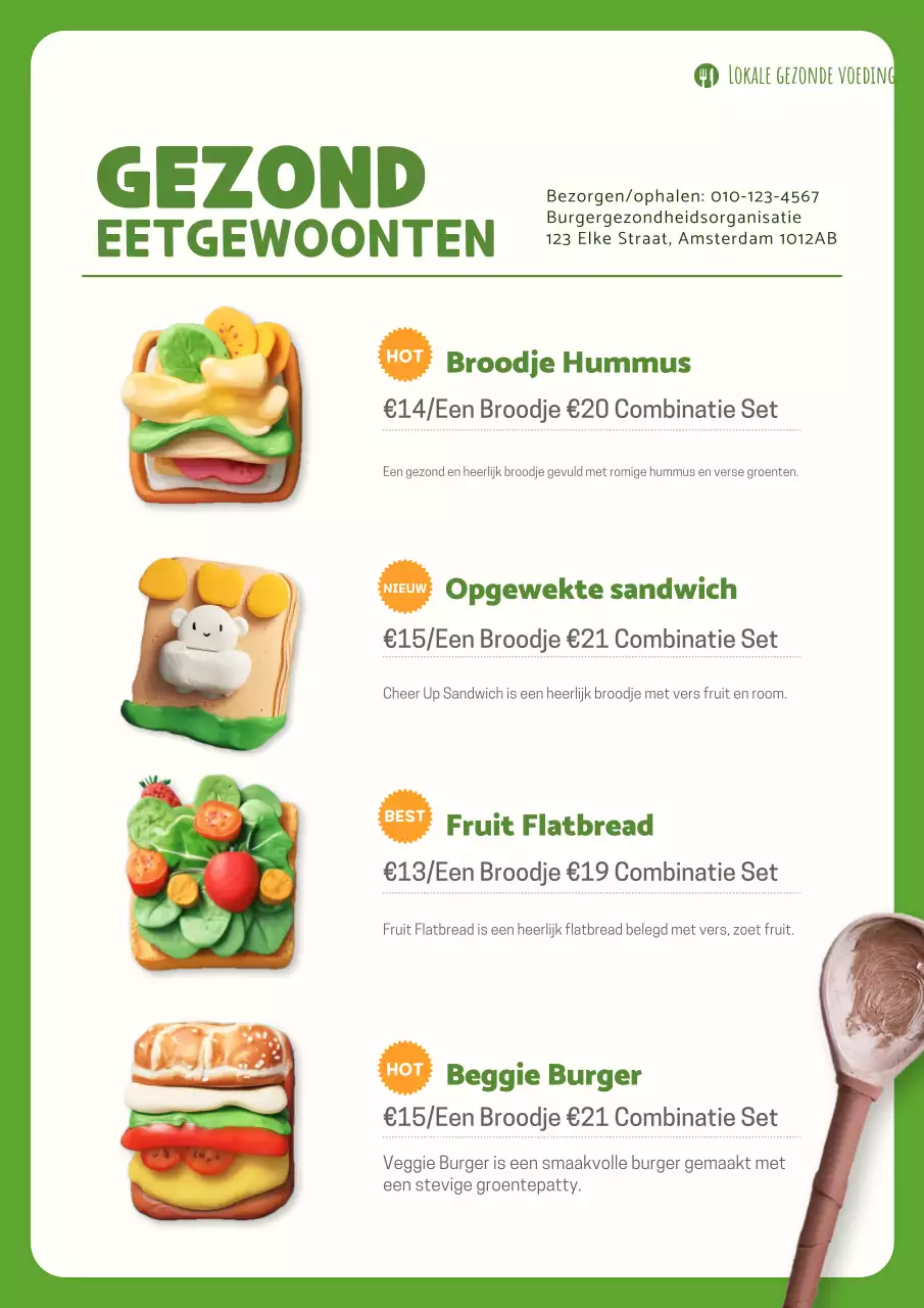 Groen en geel trendy promotie voor gezonde eetgewoonten