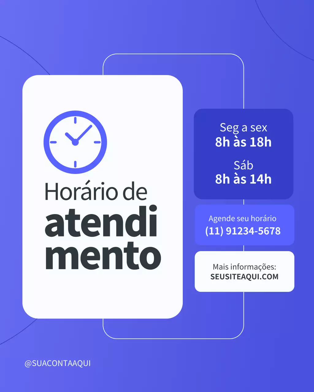 Postagem no Instagram sobre o horário comercial da Blue Modern
