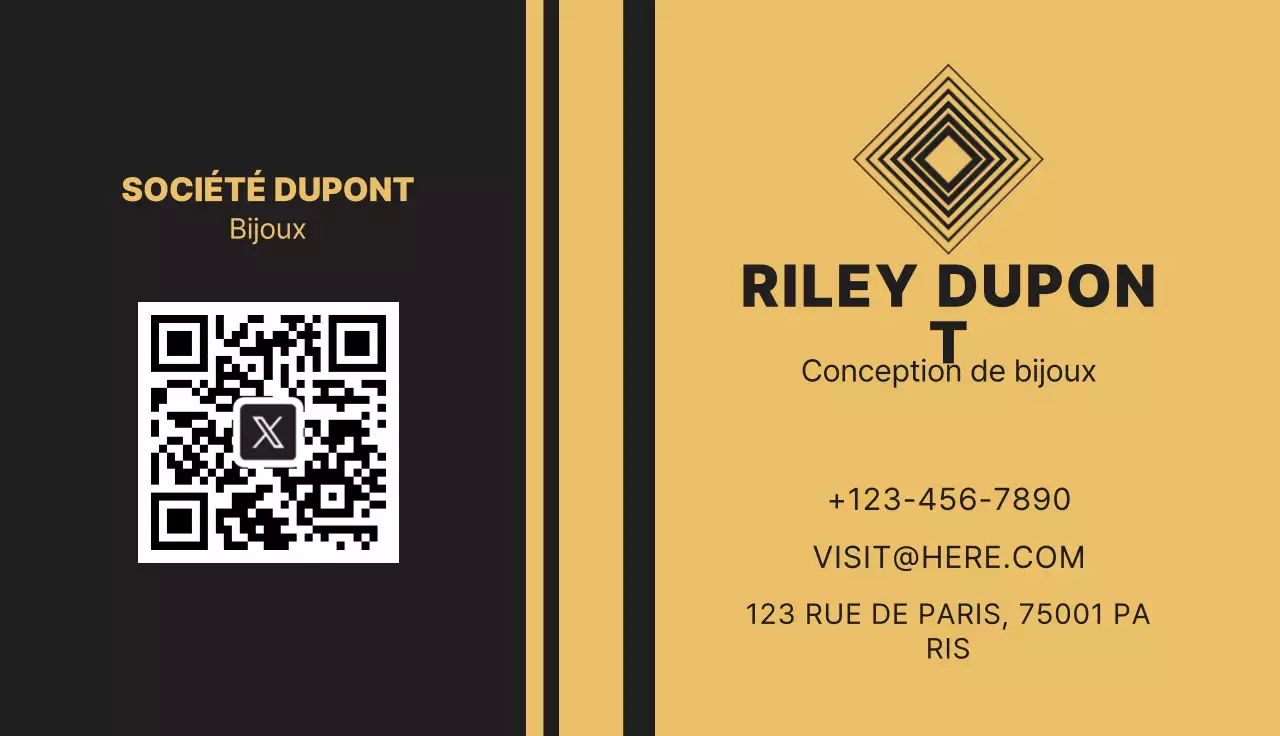 Carte de visite pour bijoux modernes en or