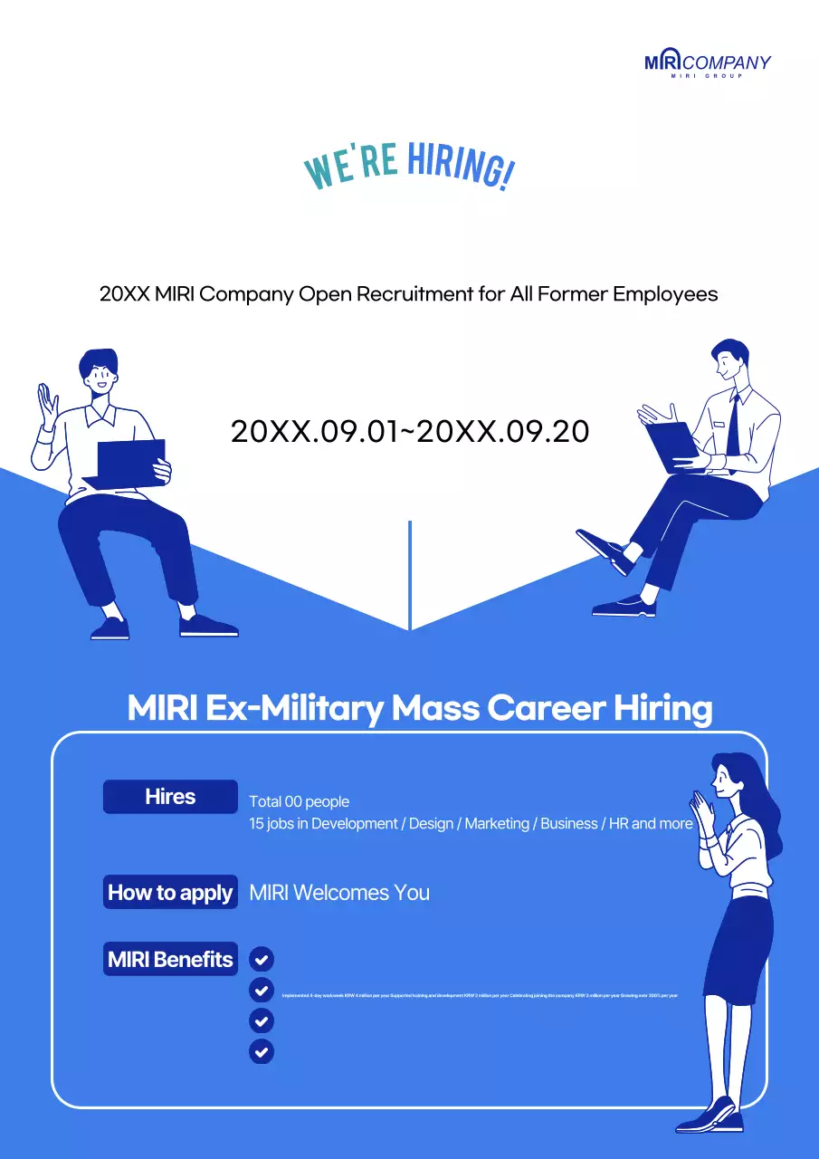 Khuyến mãi tuyển dụng mở gọn gàng màu xanh