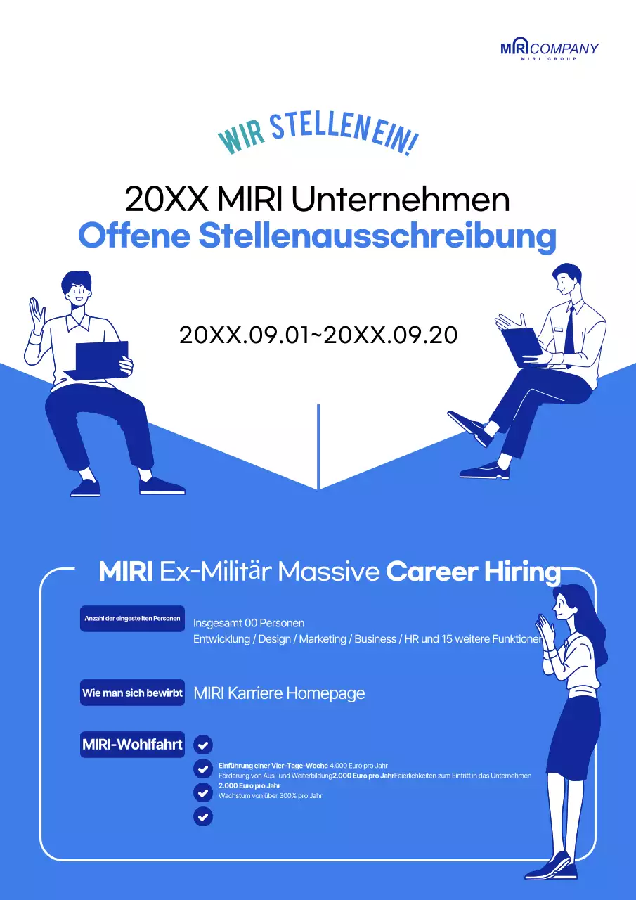 Saubere offene Stellenausschreibungen in blau