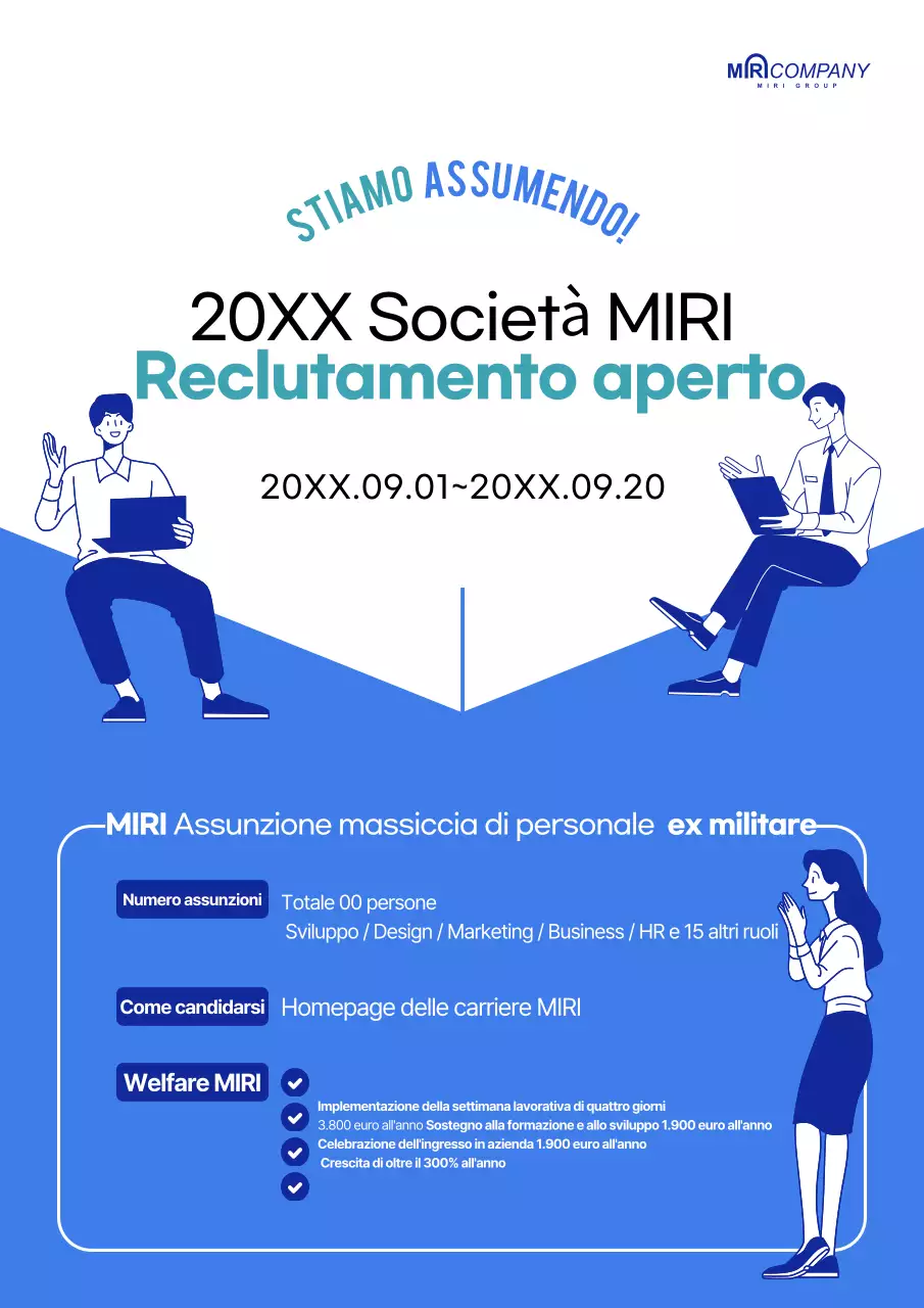 Pulire gli annunci di lavoro aperti in blu