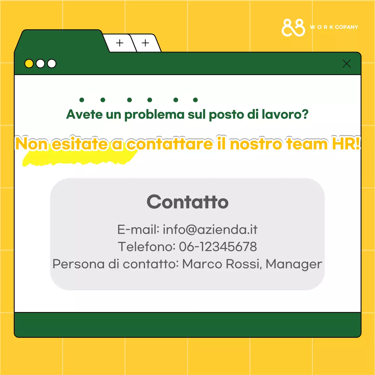 Giallo Risorse formative semplici per l'etichetta sul posto di lavoro
