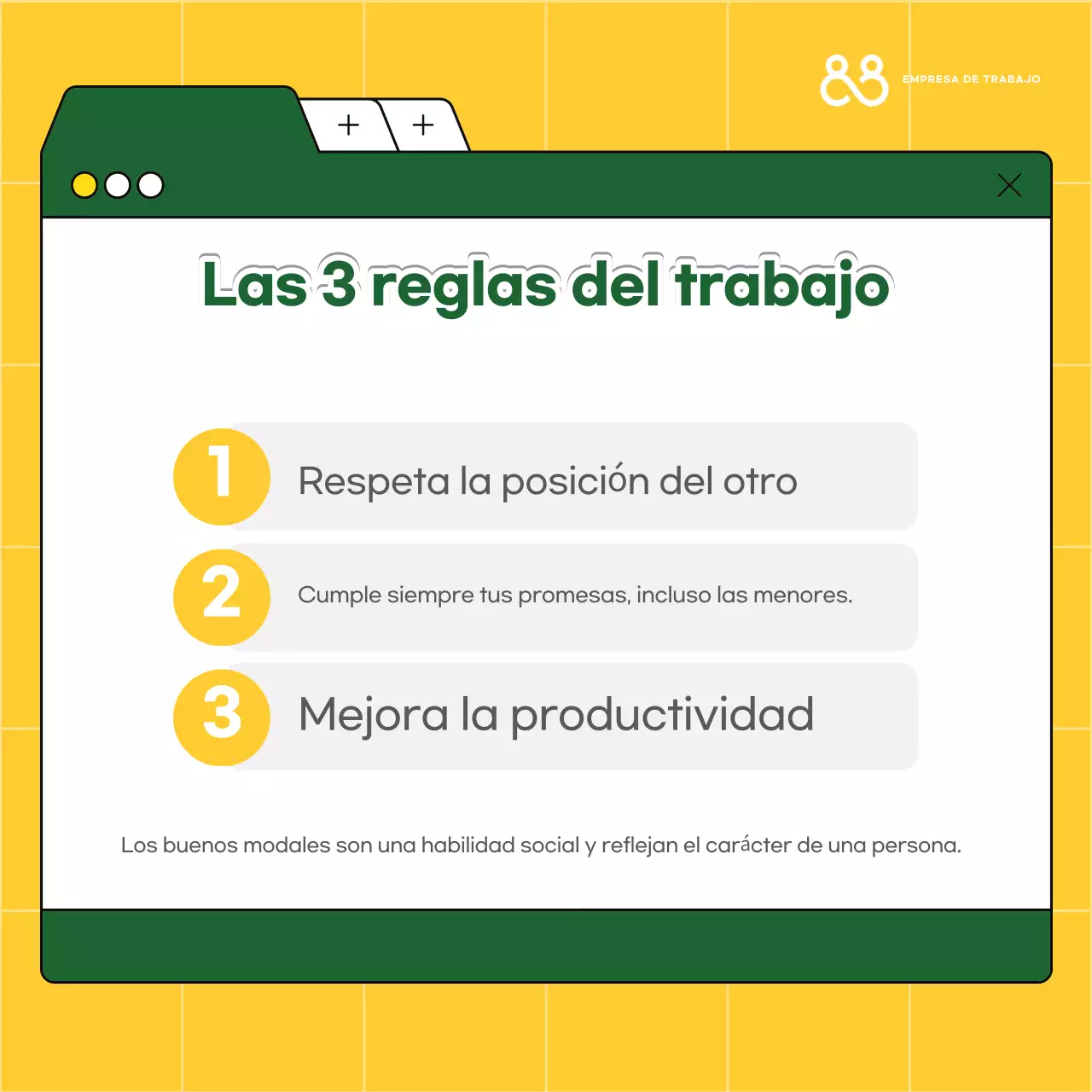 Recursos de formación Yellow Simple Workplace Etiquette