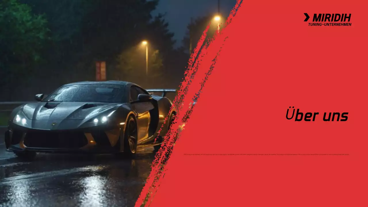 Ein Pitch einer Tuningfirma mit einem roten Sportwagen