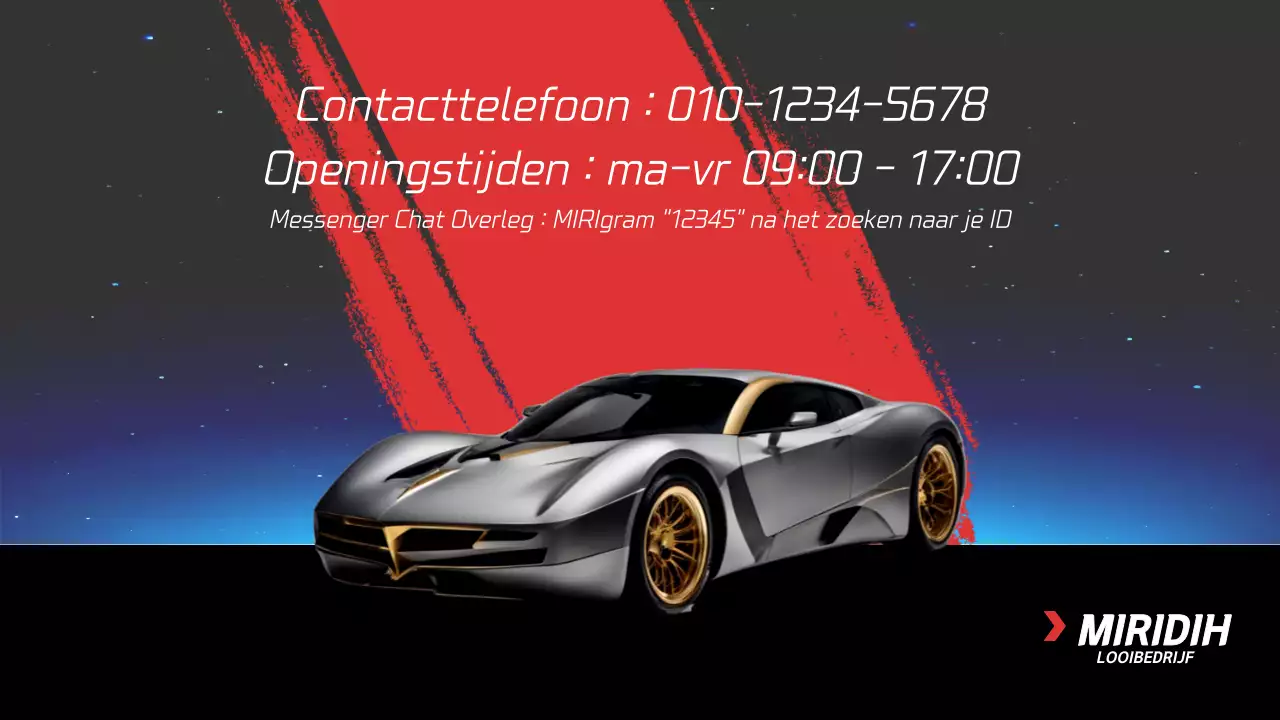 Een pitch van een tuningbedrijf over een rode sportwagen