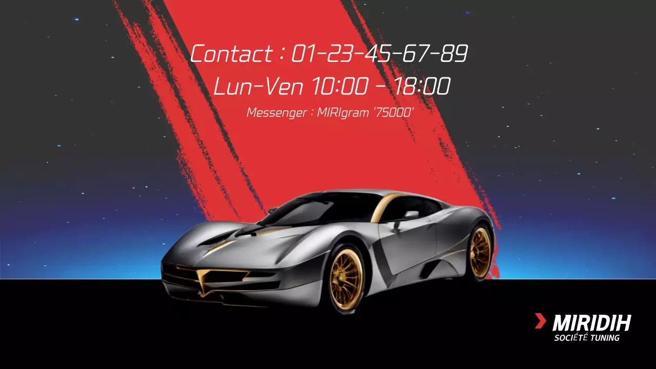 Présentation d'une société de services de tuning mettant en valeur une voiture de sport rouge