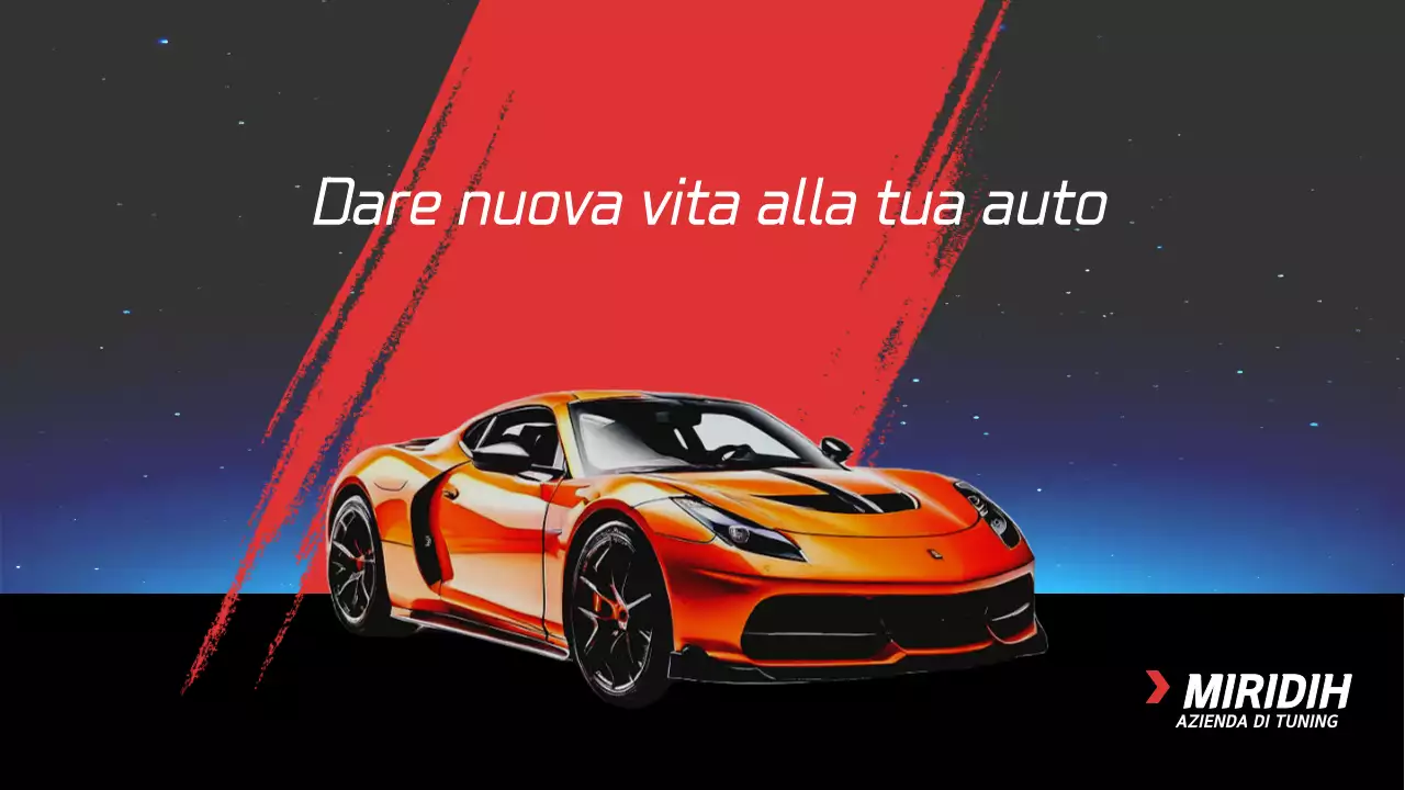 Il pitch di un'azienda di servizi di tuning che mette in risalto un'auto sportiva rossa