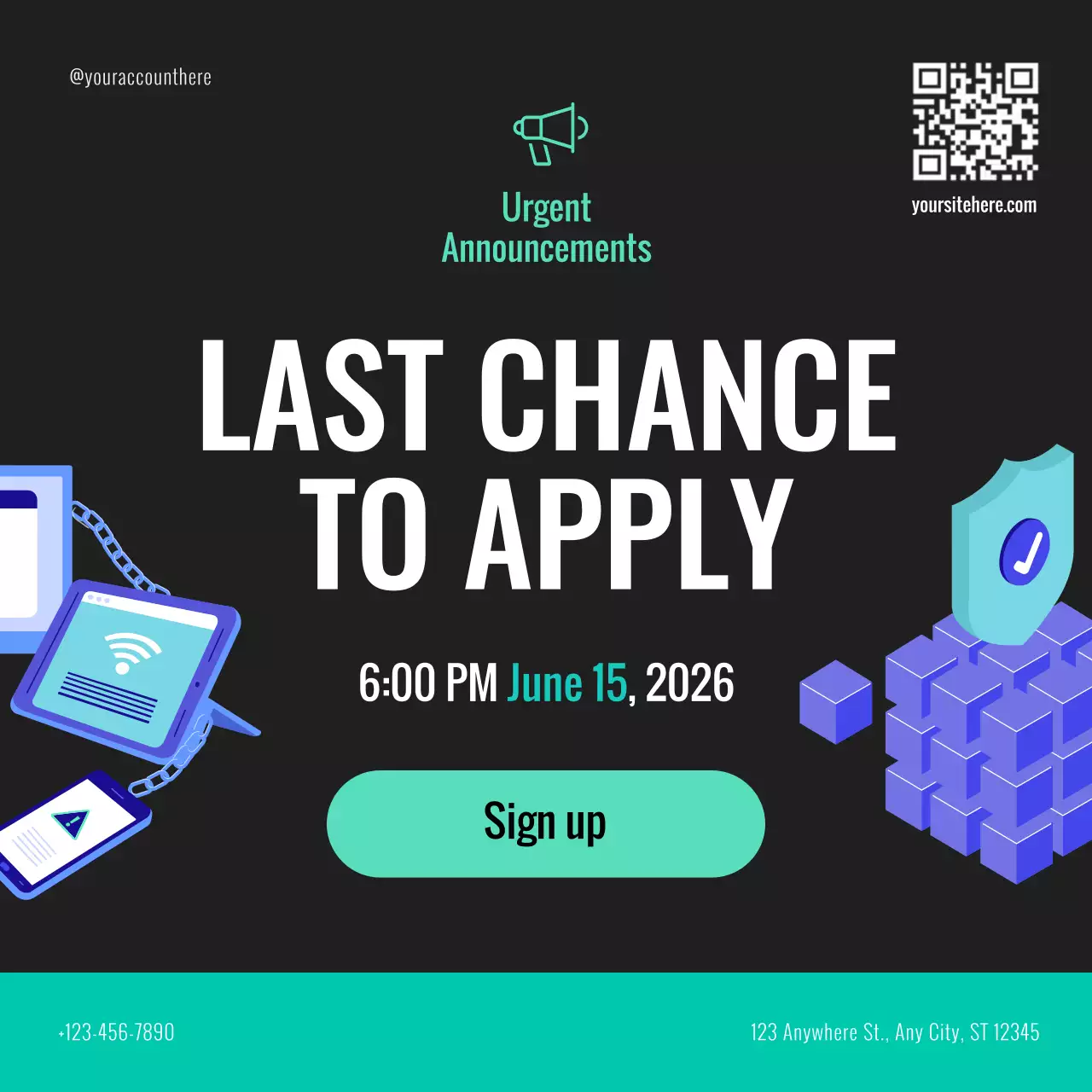 black modern application announcement