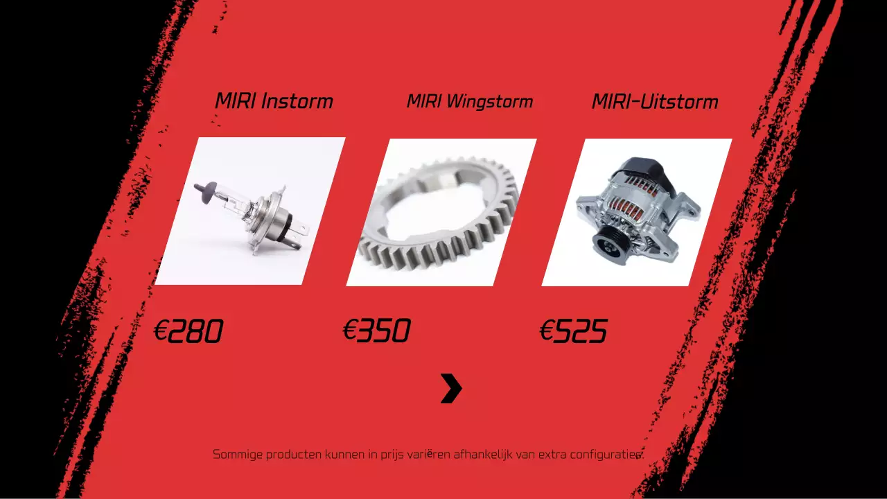 Een pitch van een tuningbedrijf over een rode sportwagen