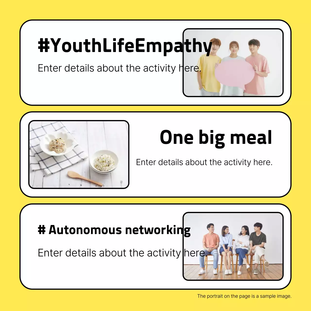 Eventos de rede simples amarelos