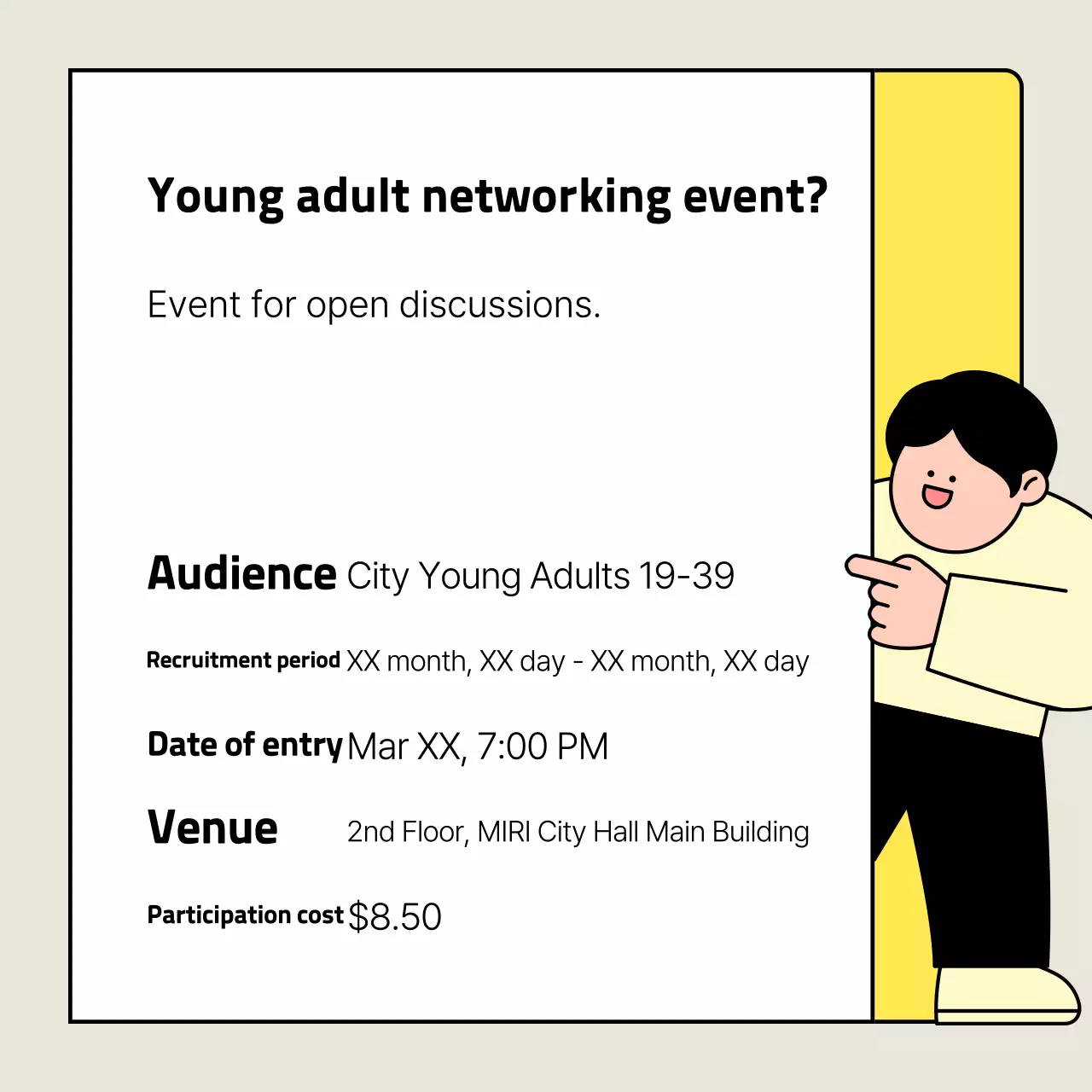 Eventos de rede simples amarelos