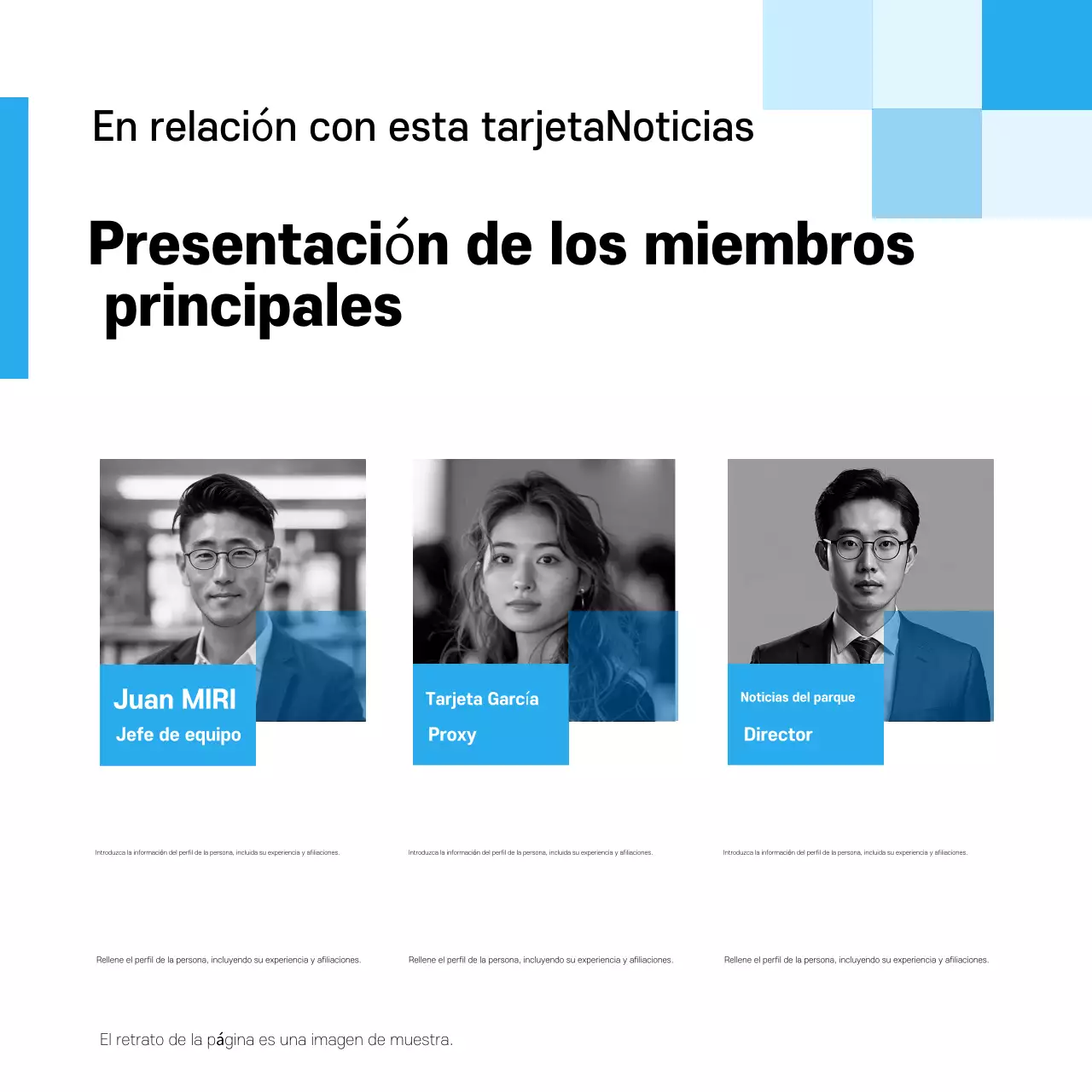 Tarjeta Blue chicPromoción de noticias