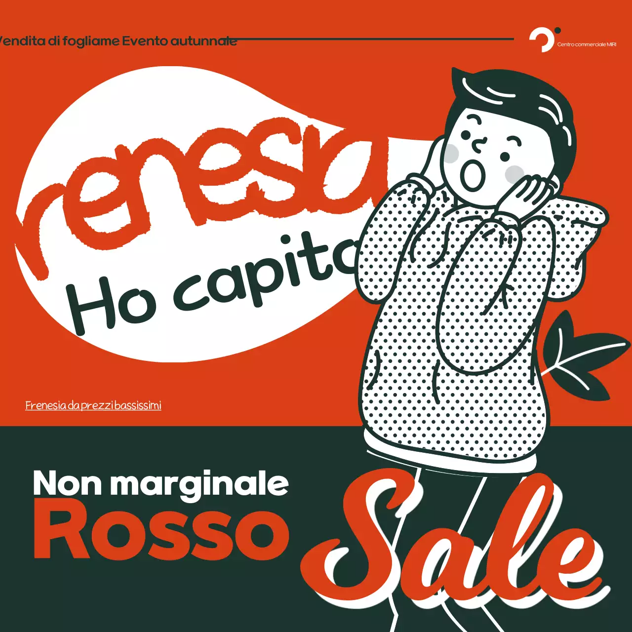 Annuncio arancione retrò d'autunno