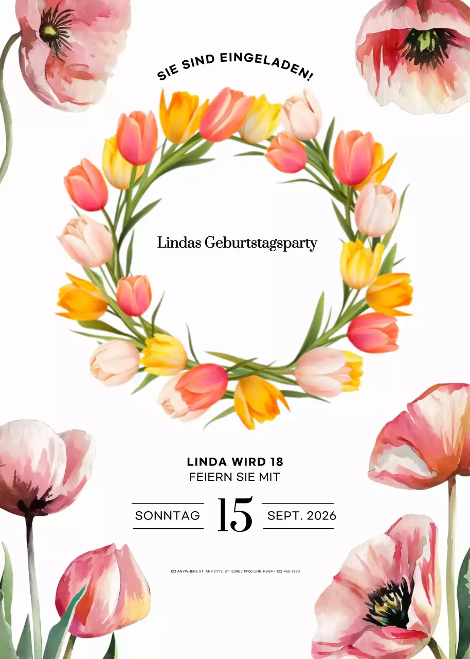 rosa geblümte Geburtstagseinladung