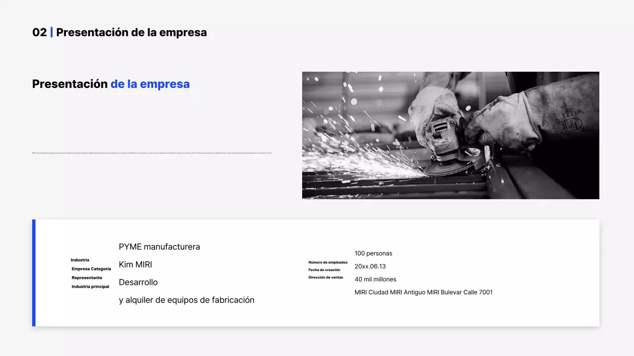 Presentación del perfil de empresa Blue Simple