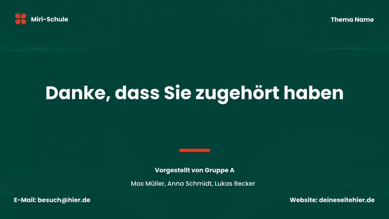 Präsentation des grünen modernen Gruppenprojekts